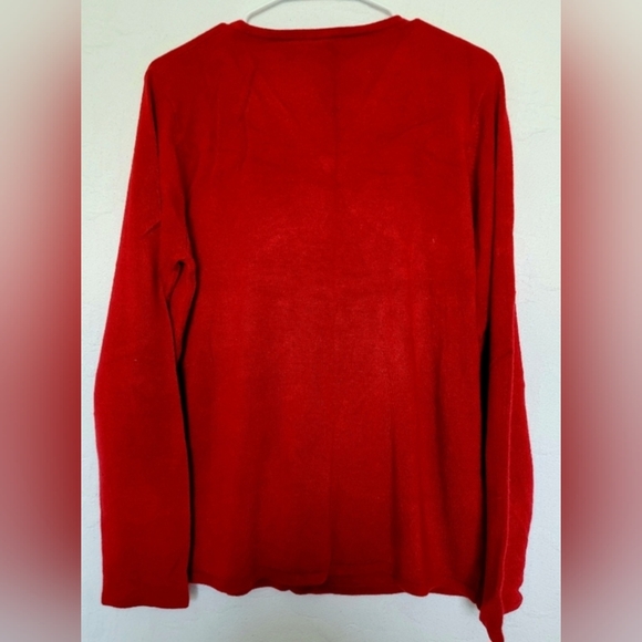 Basic Edition Luxurious Yarns Women's 100%Acryl V - Neck Sweater Soft Red Large - Picture 13 of 16